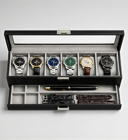 Uhrenbox (6 Fächer) - Schwarz