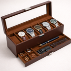 6-Slot Organizer w Drawer Brown