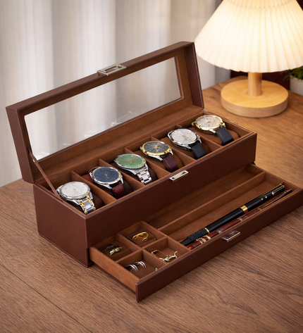 Uhrenbox (6 + 1) - Braun