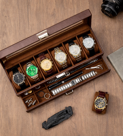 Uhrenbox (6 + 1) - Braun
