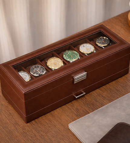 Uhrenbox (6 + 1) - Braun