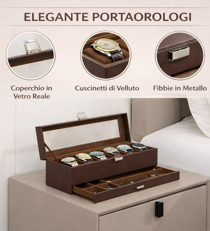 Uhrenbox (6 + 1) - Braun