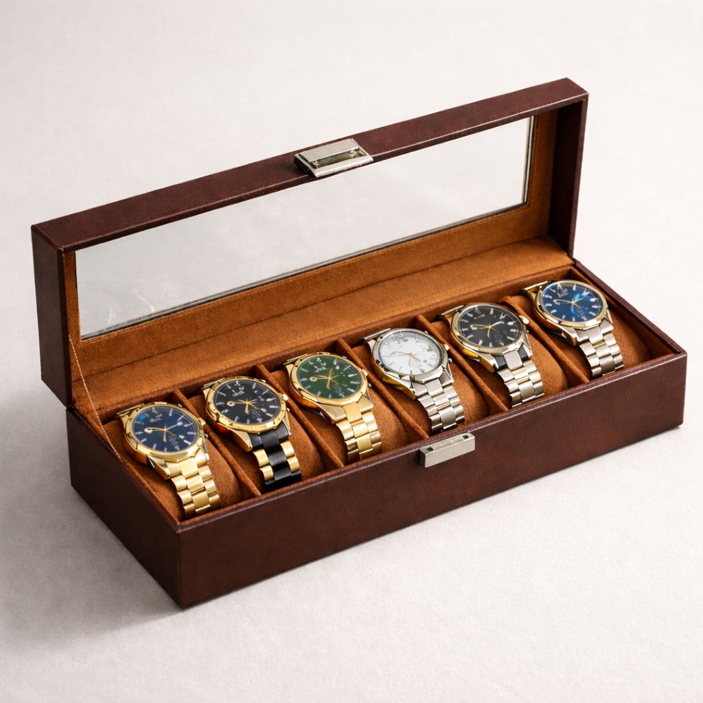 6-Slot Watch Organizer with Drawer