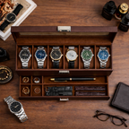 6-Slot Organizer w Drawer Brown