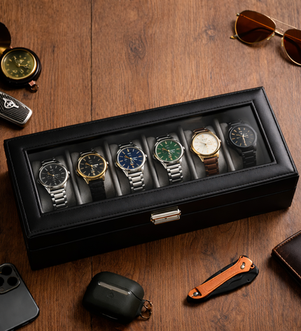 Uhrenbox (6 Fächer) - Schwarz