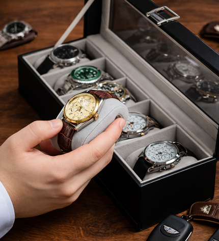 Uhrenbox (6 Fächer) - Schwarz