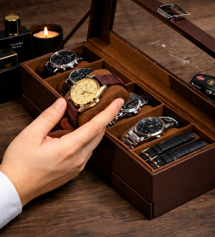 Uhrenbox (6 + 1) - Braun