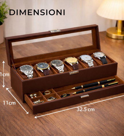 Uhrenbox (6 + 1) - Braun