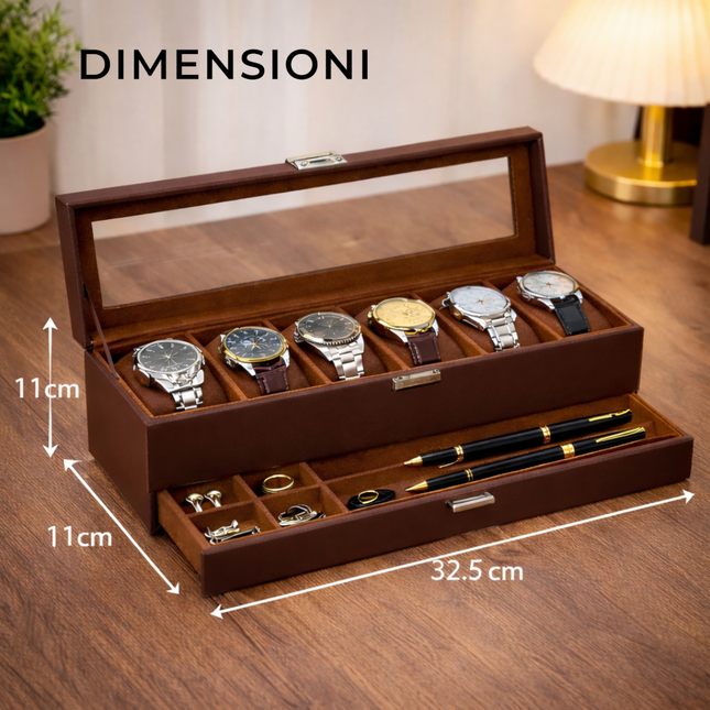 Uhrenbox (6 + 1) - Braun